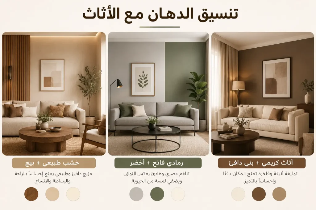 تنسيق الدهان مع الأثاث